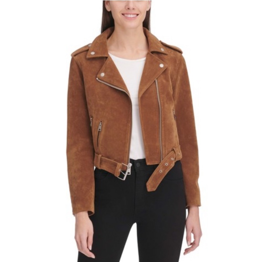 NWT Levi's Women's Faux Leather suede Belted Motorcycle Jacket